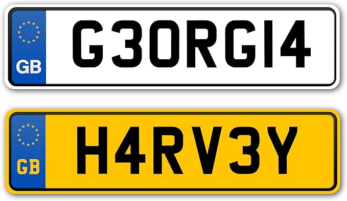 2X Kids Toy Car Numberplate Stickers for Ride On Personalised Decals Peel & Stick