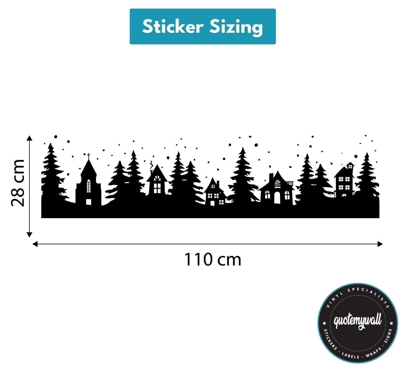 Christmas Village White Window Sticker Border Edging Snowy Christmas Trees