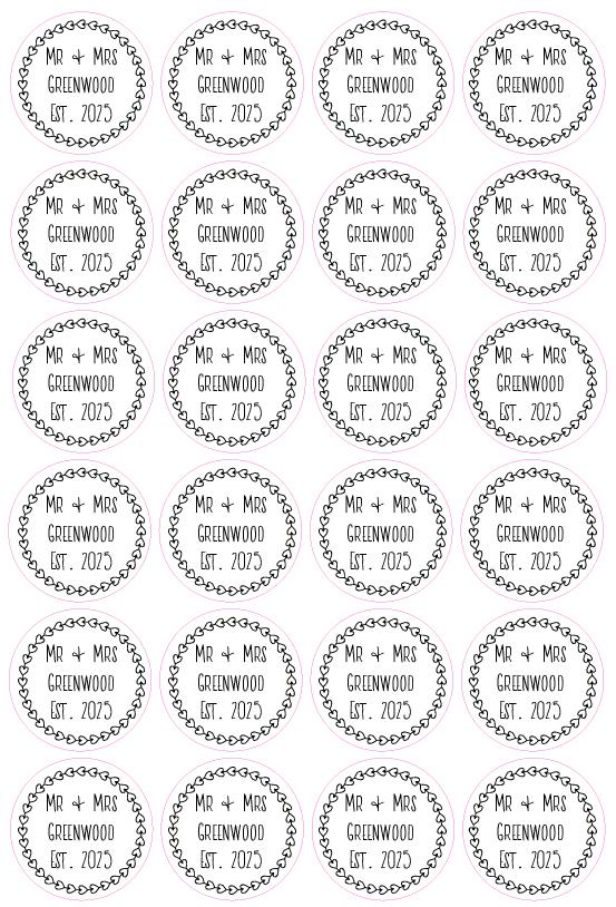 Customised Wedding Name Labels For Envelope Seals Party Bag Wedding Day Stickers Personalised Name And Date Heart Est Design