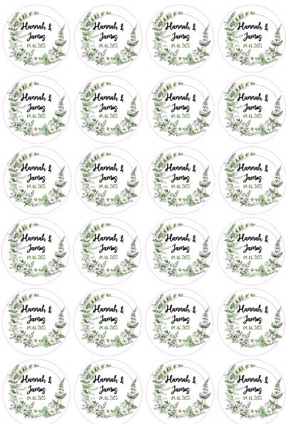 Customised Wedding Labels Stickers For Gift Bags - Sweet Bag Labels For Wedding Favours - Personalised Name & Date Round Stickers