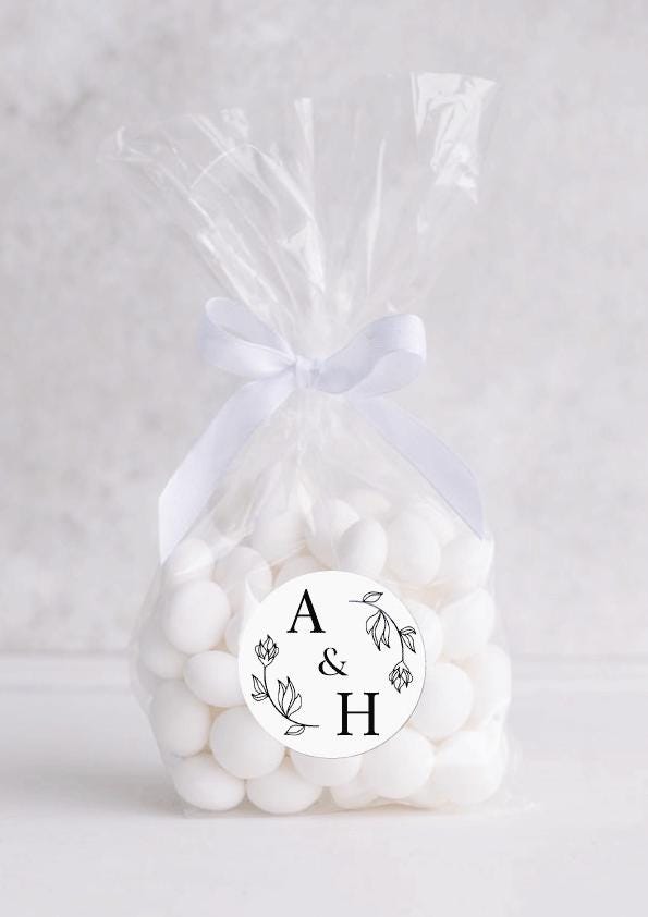 Custom Wedding Name Labels For Envelope Seals Party Bag Wedding Day Stickers Personalised Initial Monogram Floral Design