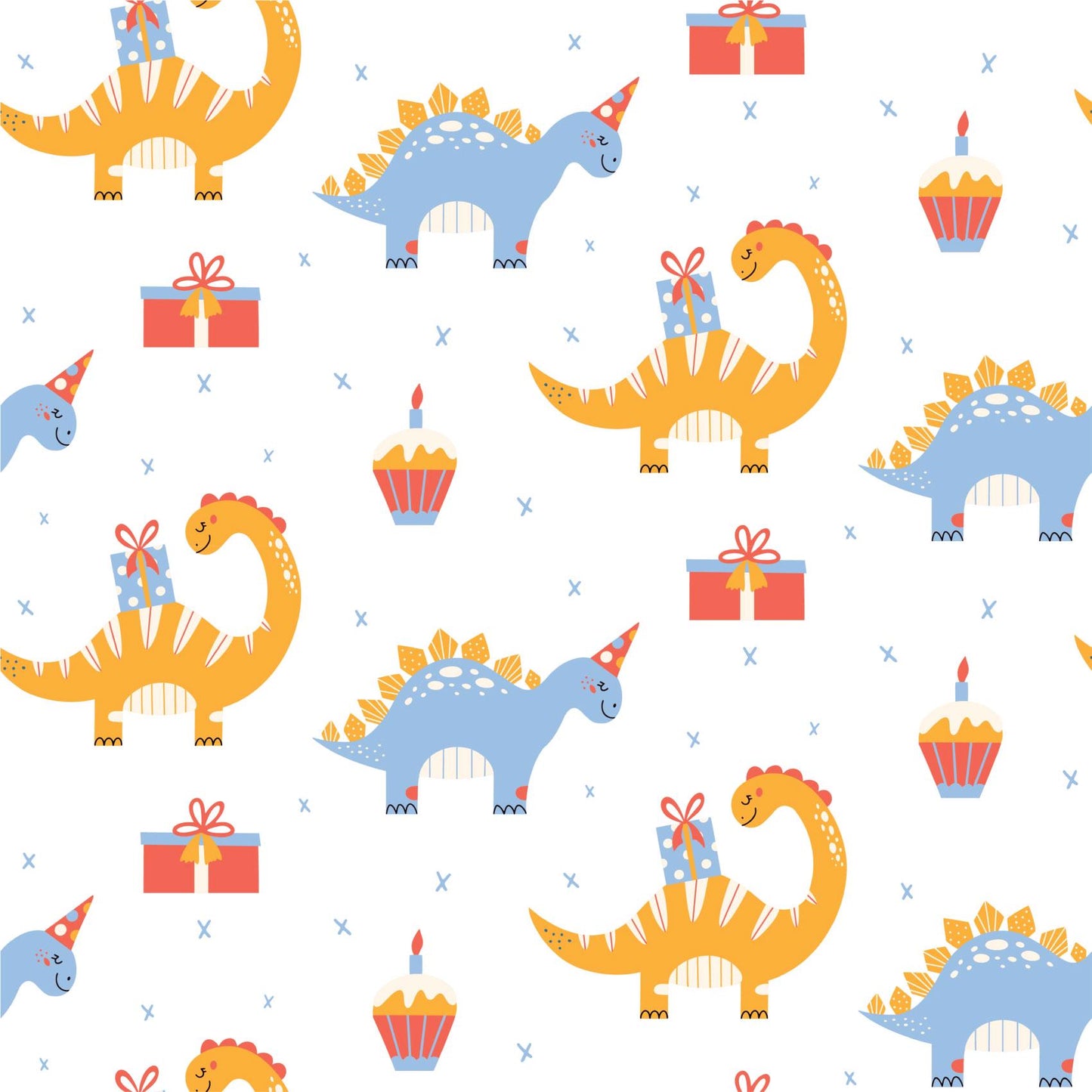 Yellow & Blue Party Dinosaurs Gift Fun Playroom Peel And Stick Wallpaper Self Adhesive Removeable For Kids