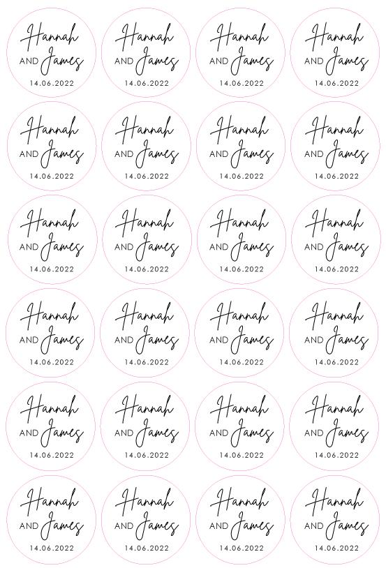 Personalised Minimalist Wedding Labels - Customised Wedding Favour Stickers Names Dates Table Gift