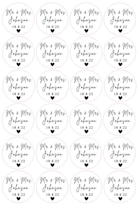 Personalised Wedding Favours Ideas Stickers - Custom Wedding Labels For Him And Her Names & Date