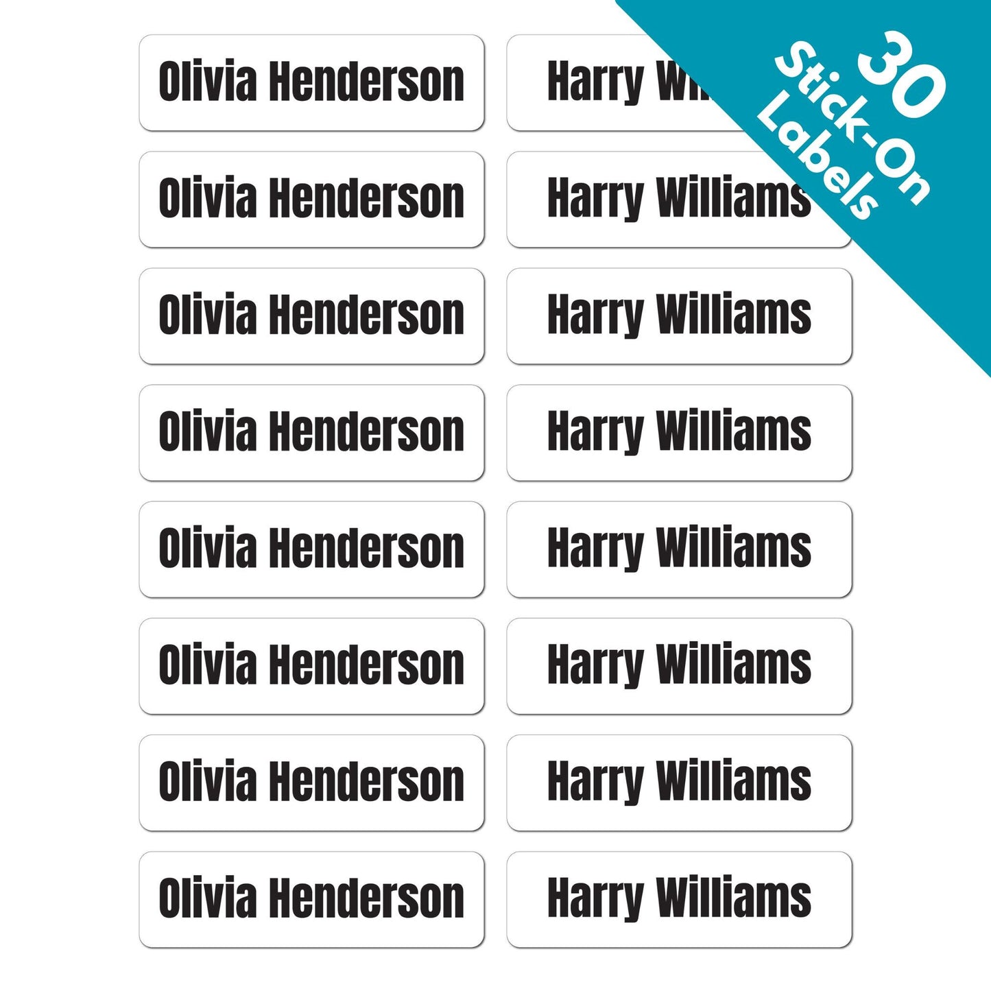 30 x Name Tags For Clothes, Kids Clothing Labels, Care Home Custom Name Label Stickers Washable