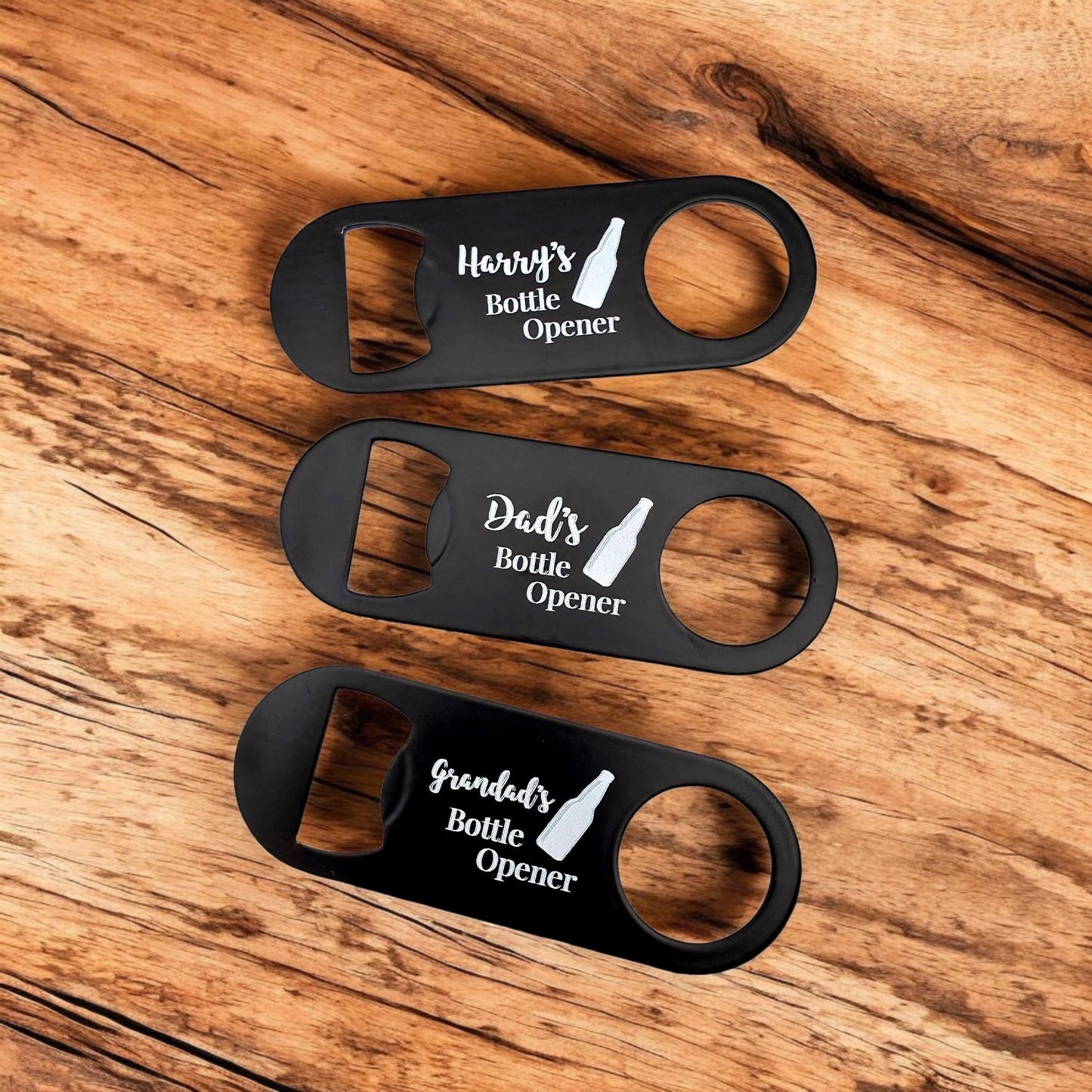 custom name metal bottle opener black