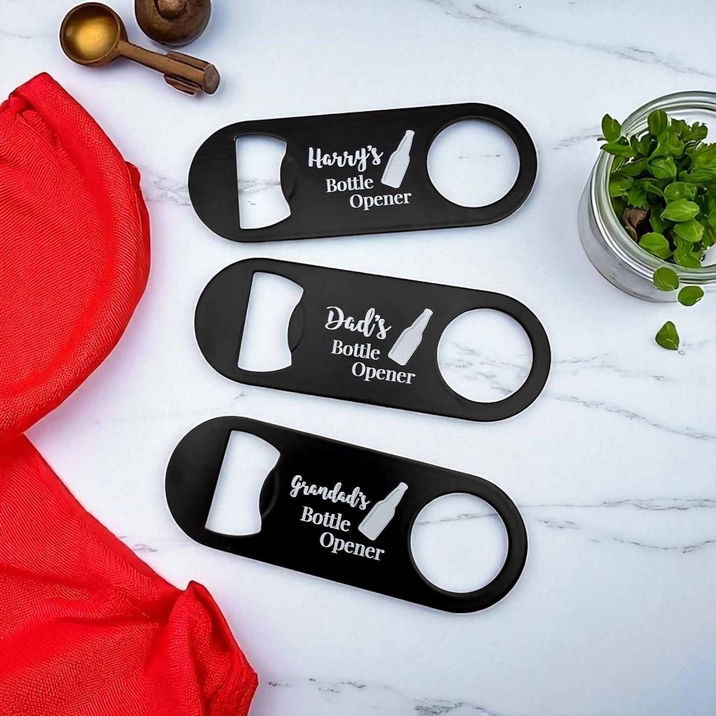 Personalised Gifts For Him Custom Name Metal Bottle Opener | Birthday Gifts For Him, Father's Day Black Printed Bottle Opener