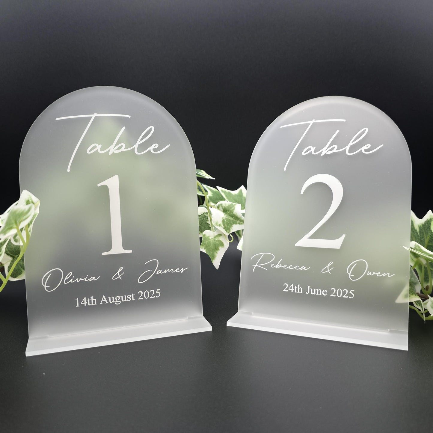 Minimalist acrylic table sign for wedding seating plan