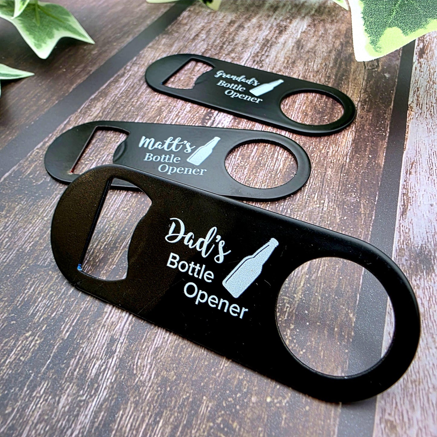 Personalised Gifts For Him Custom Name Metal Bottle Opener | Birthday Gifts For Him, Father's Day Black Printed Bottle Opener
