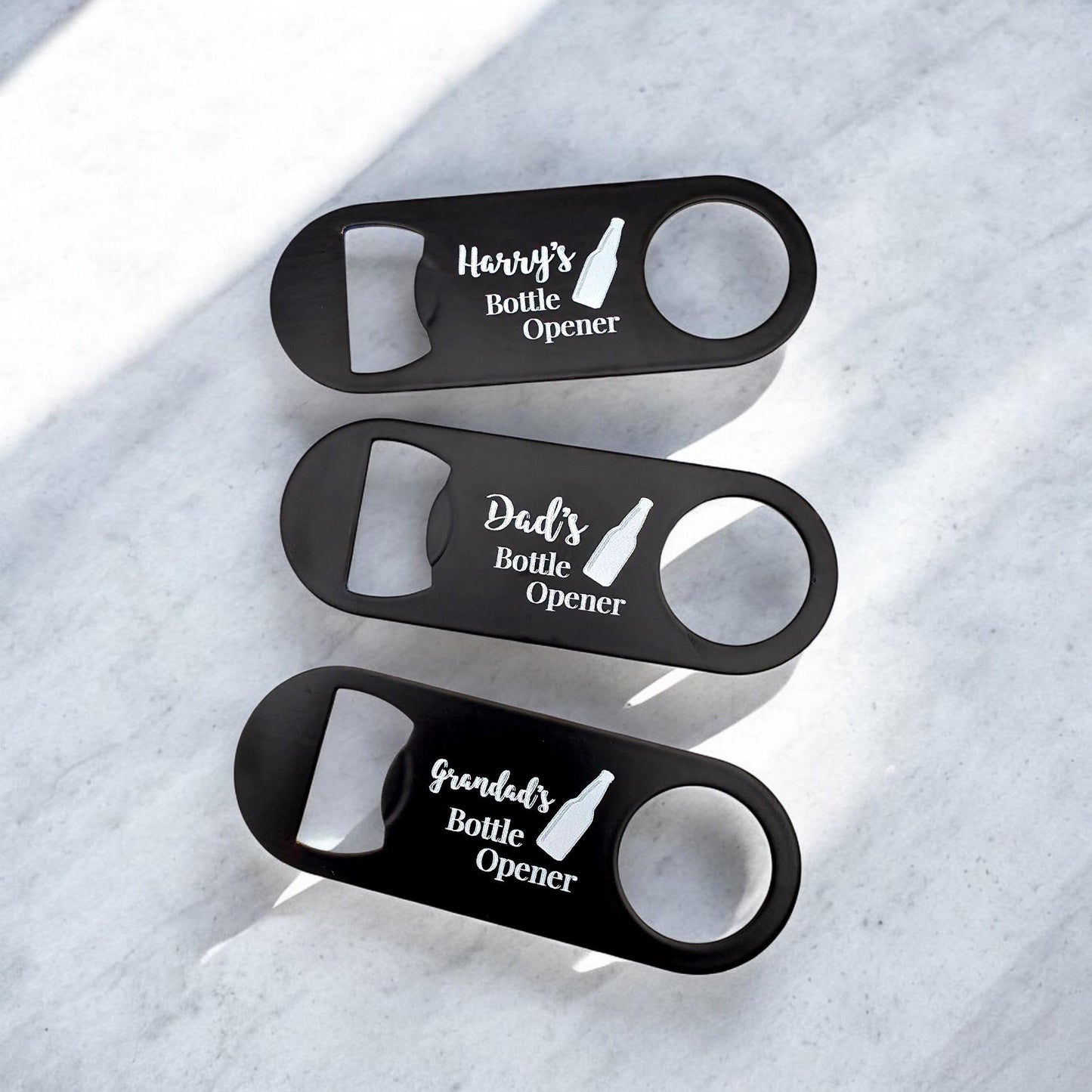 Personalised Gifts For Him Custom Name Metal Bottle Opener | Birthday Gifts For Him, Father's Day Black Printed Bottle Opener