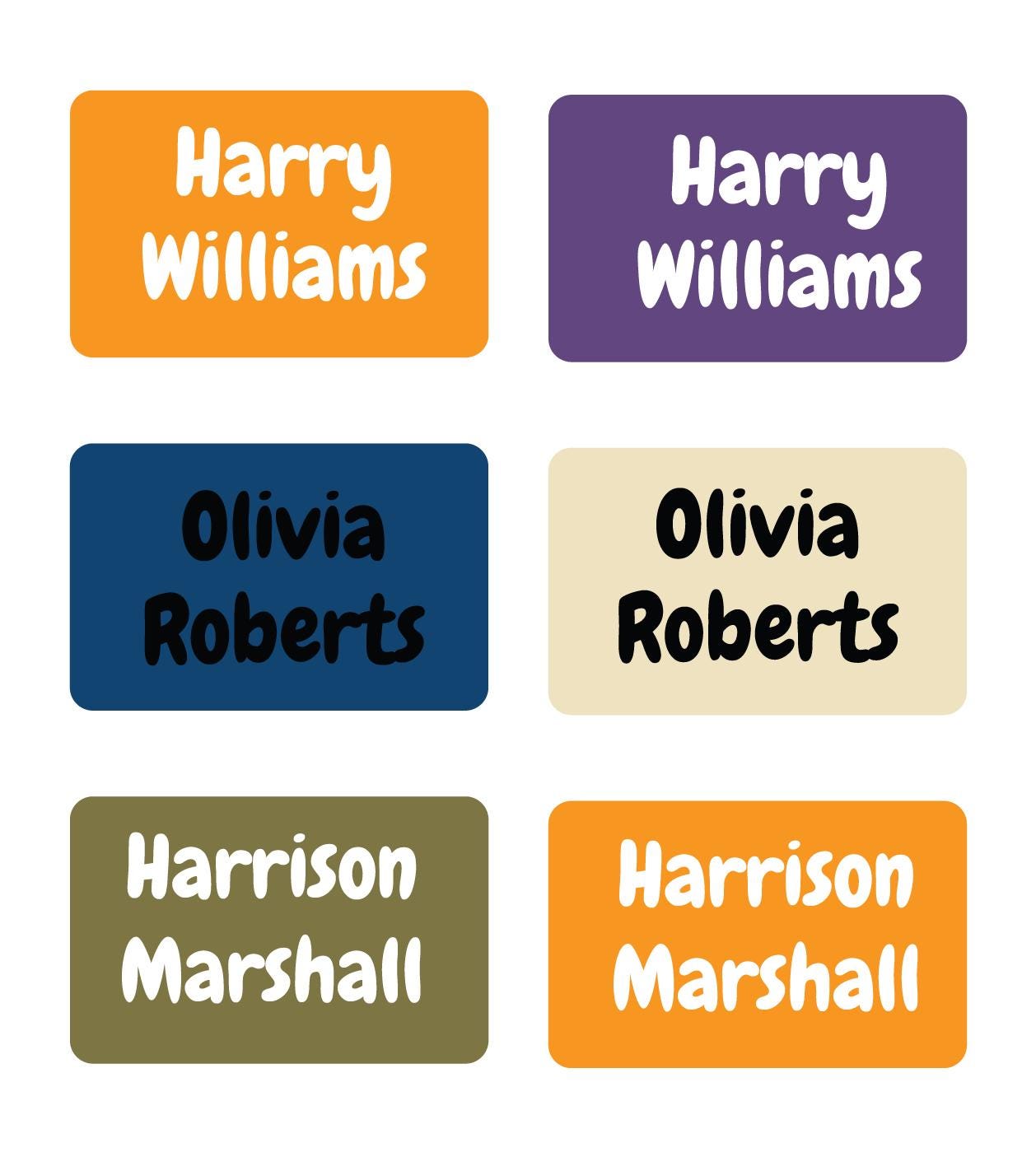 colour name labels tags
