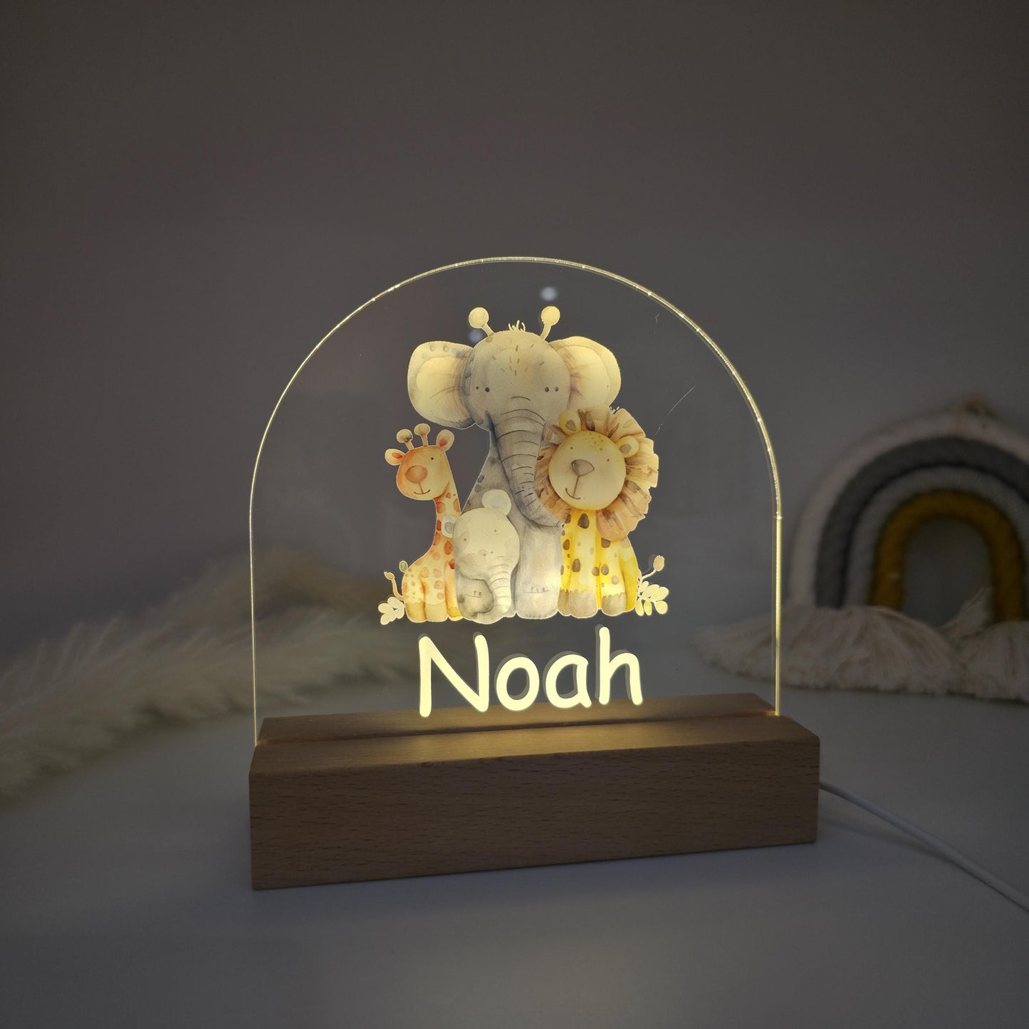 safari kids personalised night light