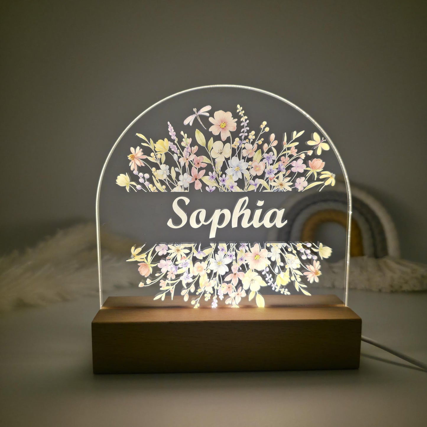 beautiful custom acrylic floral flower night lights for girls