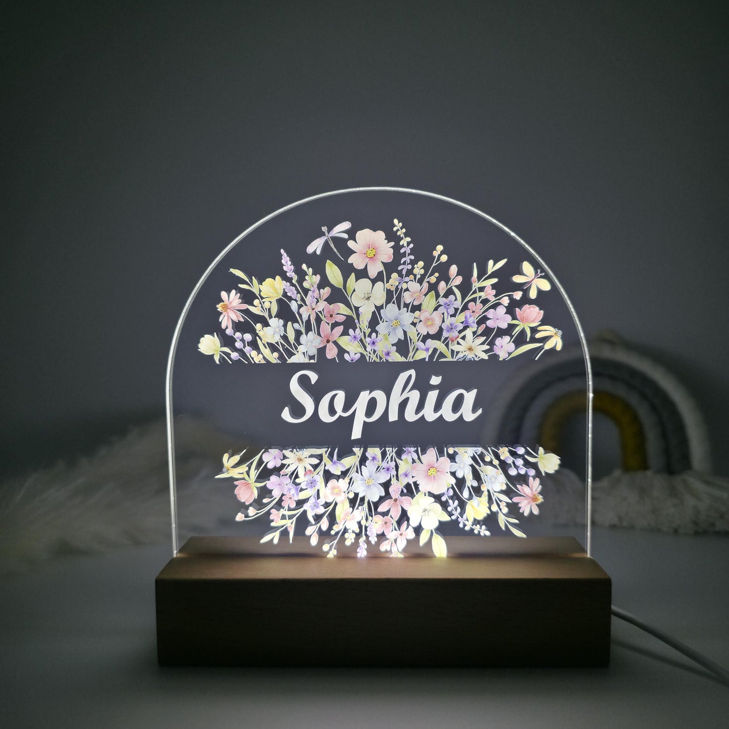 flower night light customised acrylic lamp for kids bedroom and nursery baby