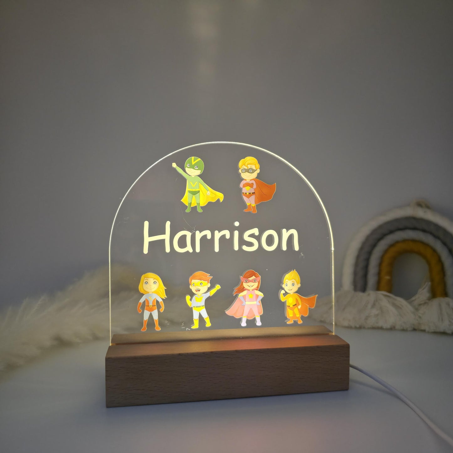 superhero custom night lamp light for boys kids nursery bedroom