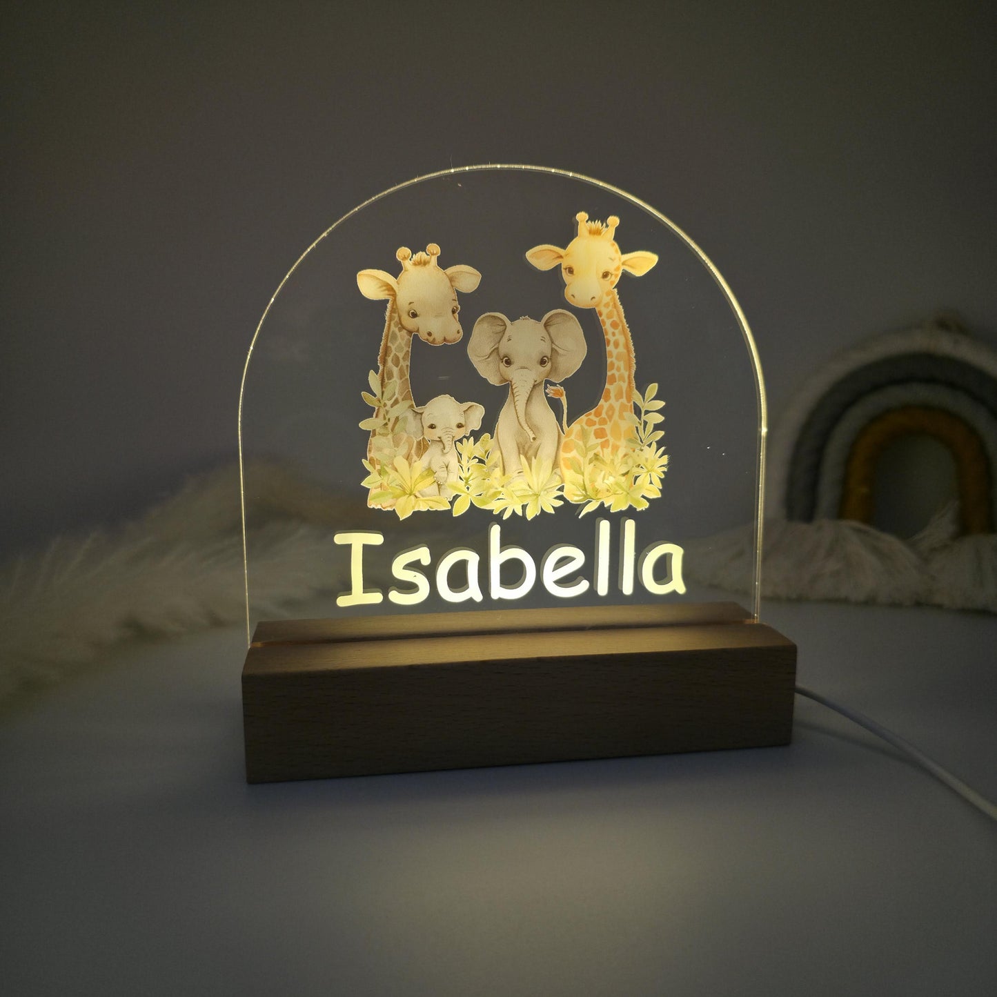 safari night lights personalised for kids bedroom and nursery