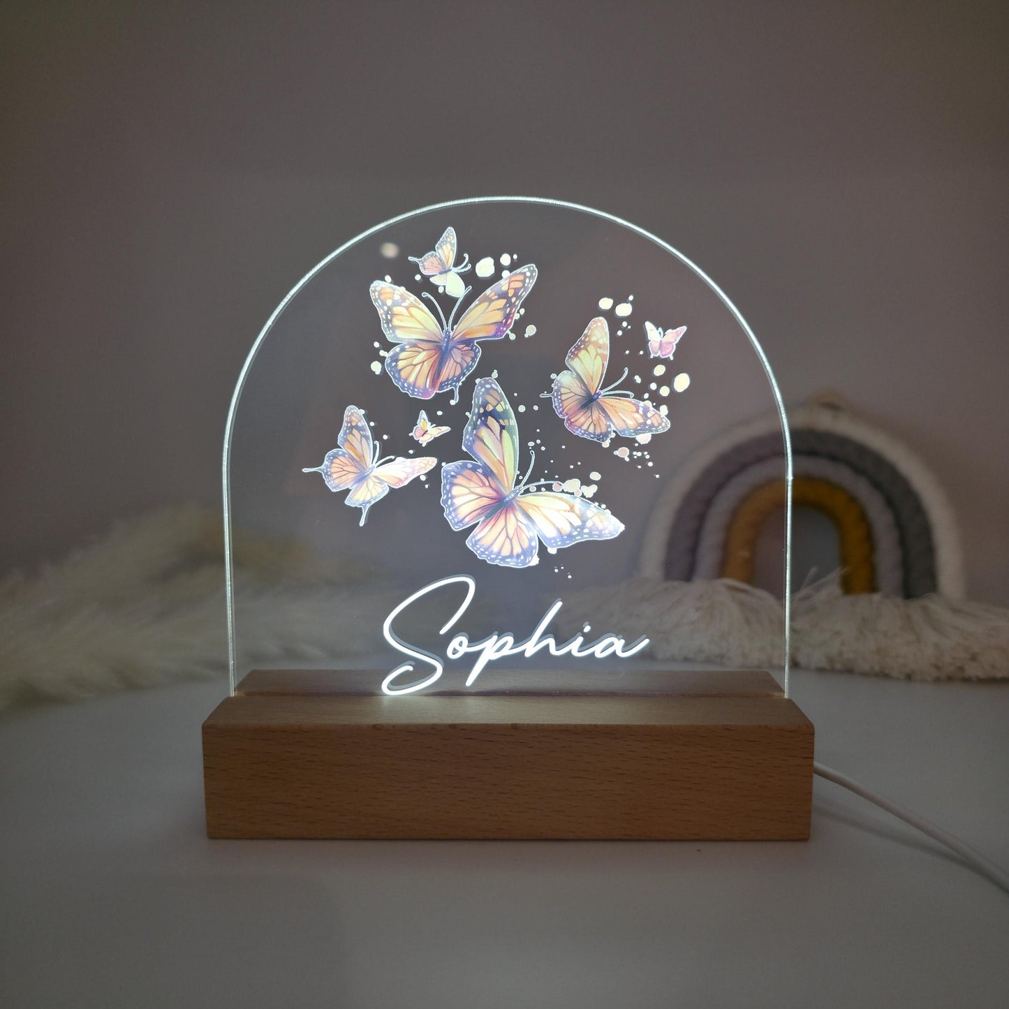 butterflies customised night light for children girls bedroom