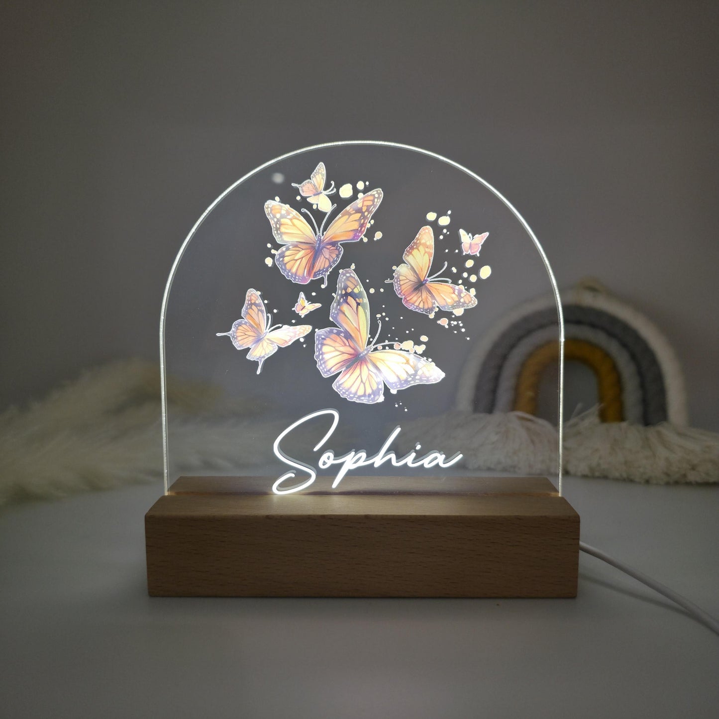 kids led acrylic and wood base night light