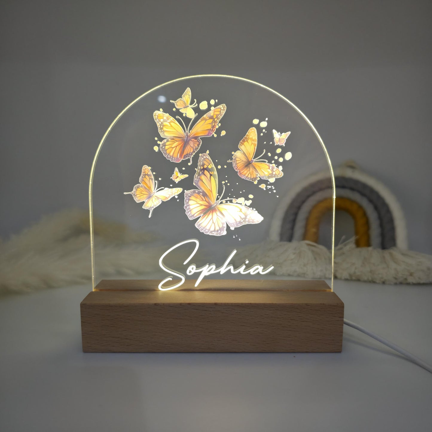 girls bedroom personalised name night light lamp