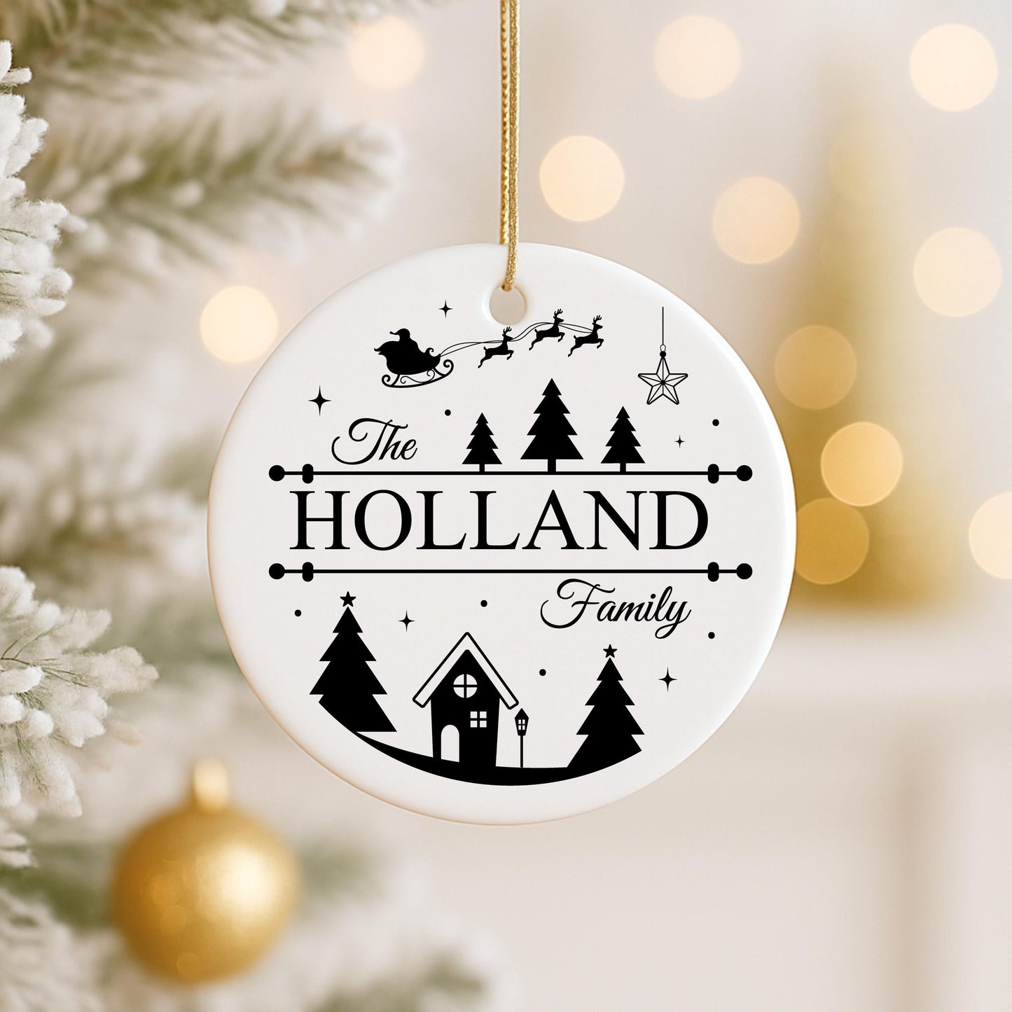 Personalised Family Surname Christmas Bauble | Custom Last Name Keepsake Gift - Family Christmas Tree Decor