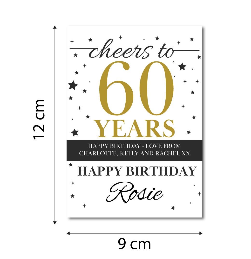 50th Birthday Gift Personalised Wine Bottle Label Sticker - Cheers To 50 Custom Present