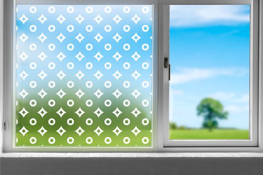 Circles & Point Stars Decorative Frosted Window Privacy Film