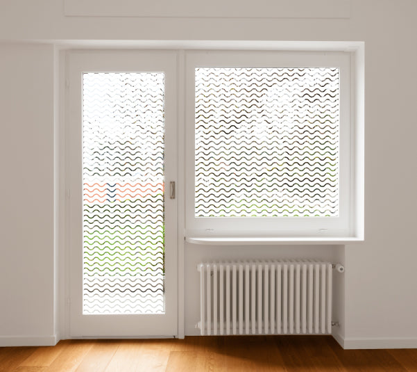 Bold Wiggly Lines Clear Window Cling Privacy Film