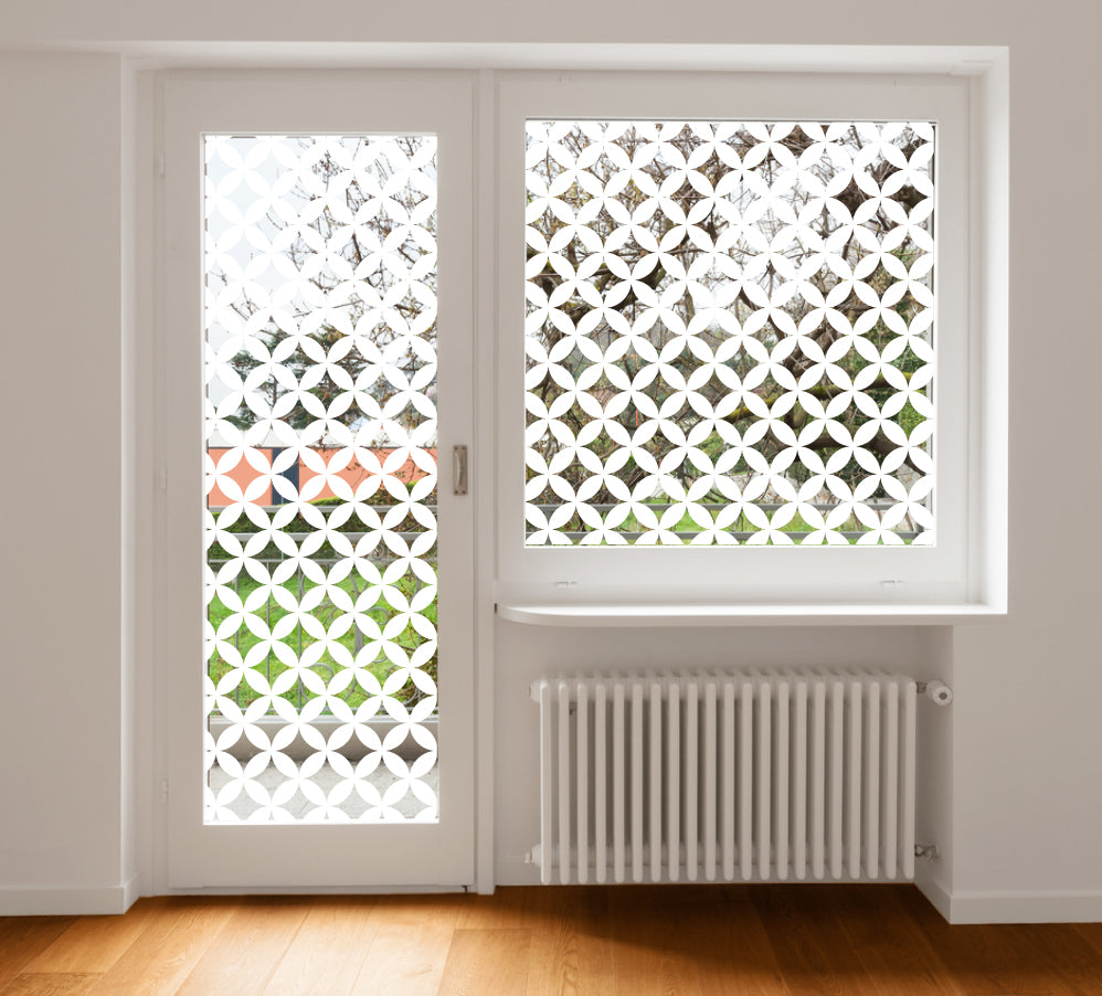 Circle Quarters Clear Privacy Window Glass Film