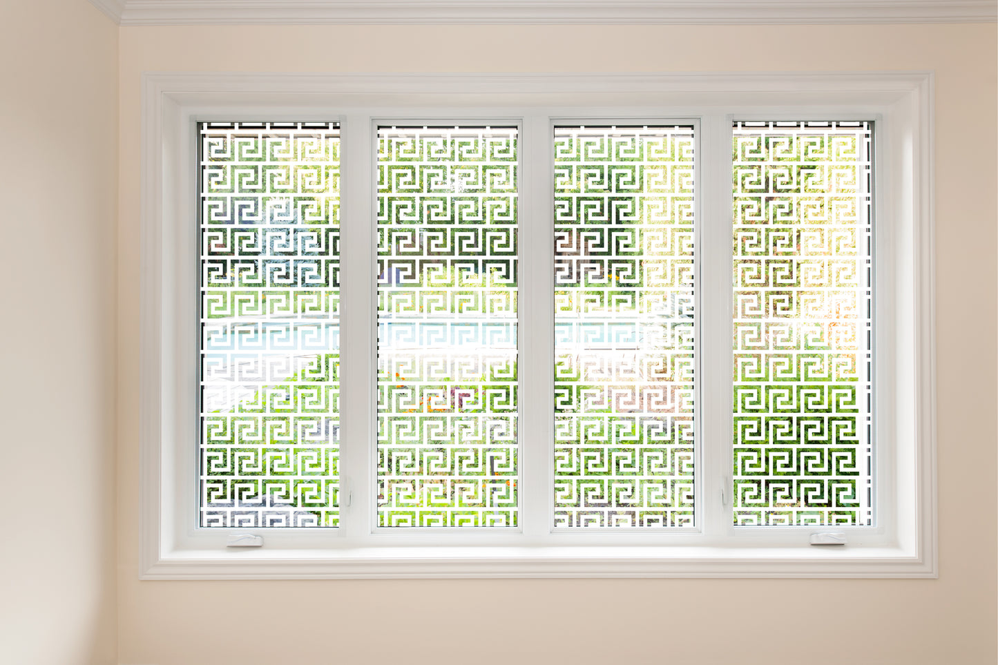 Aztec Square Pattern Clear Static Cling Window Privacy Film