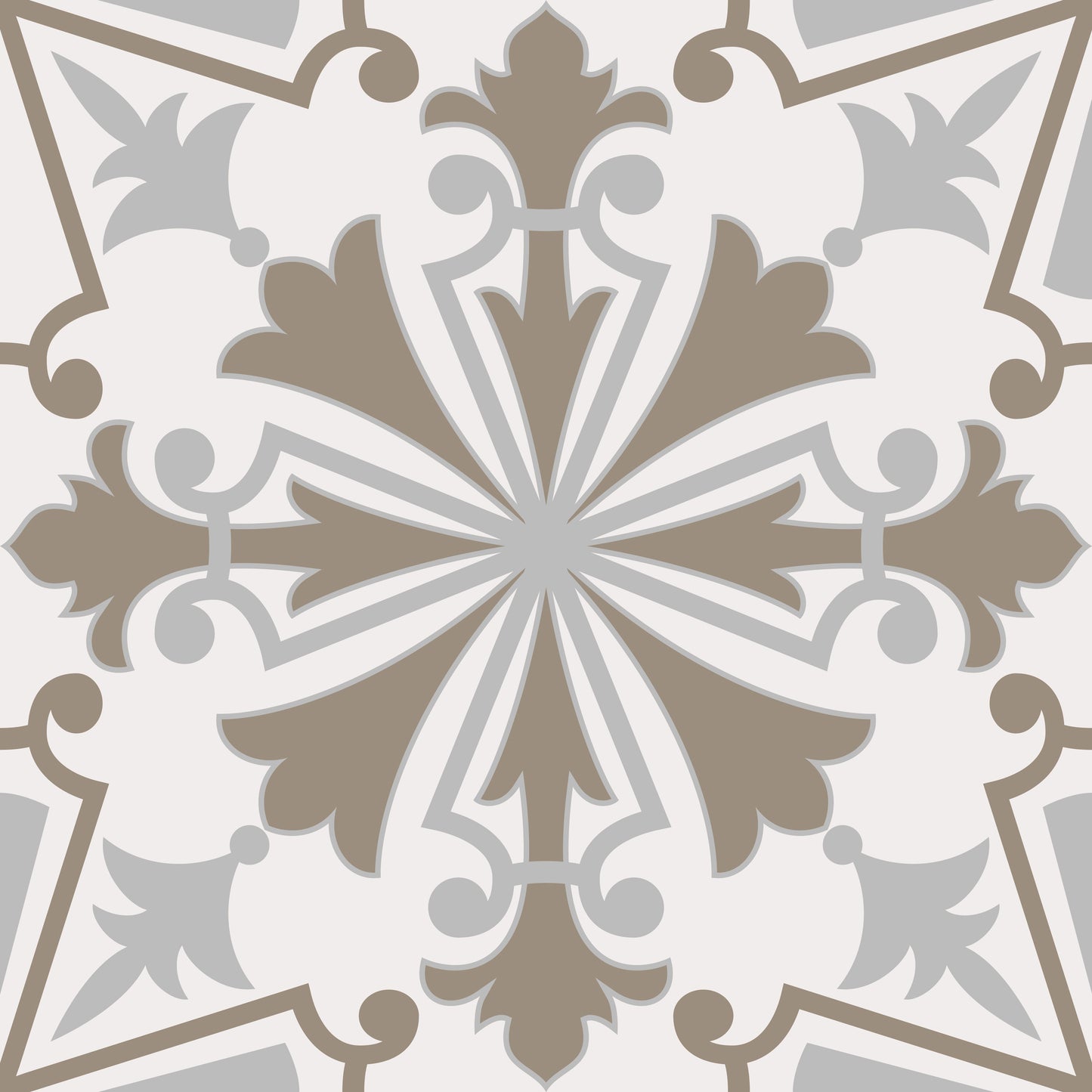 Taupe Grey Deco Pattern Floor & Tile Stickers