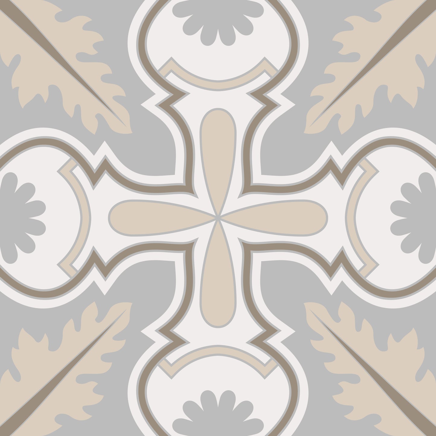 Grey Beige Art Deco Square Removable Tile Stickers