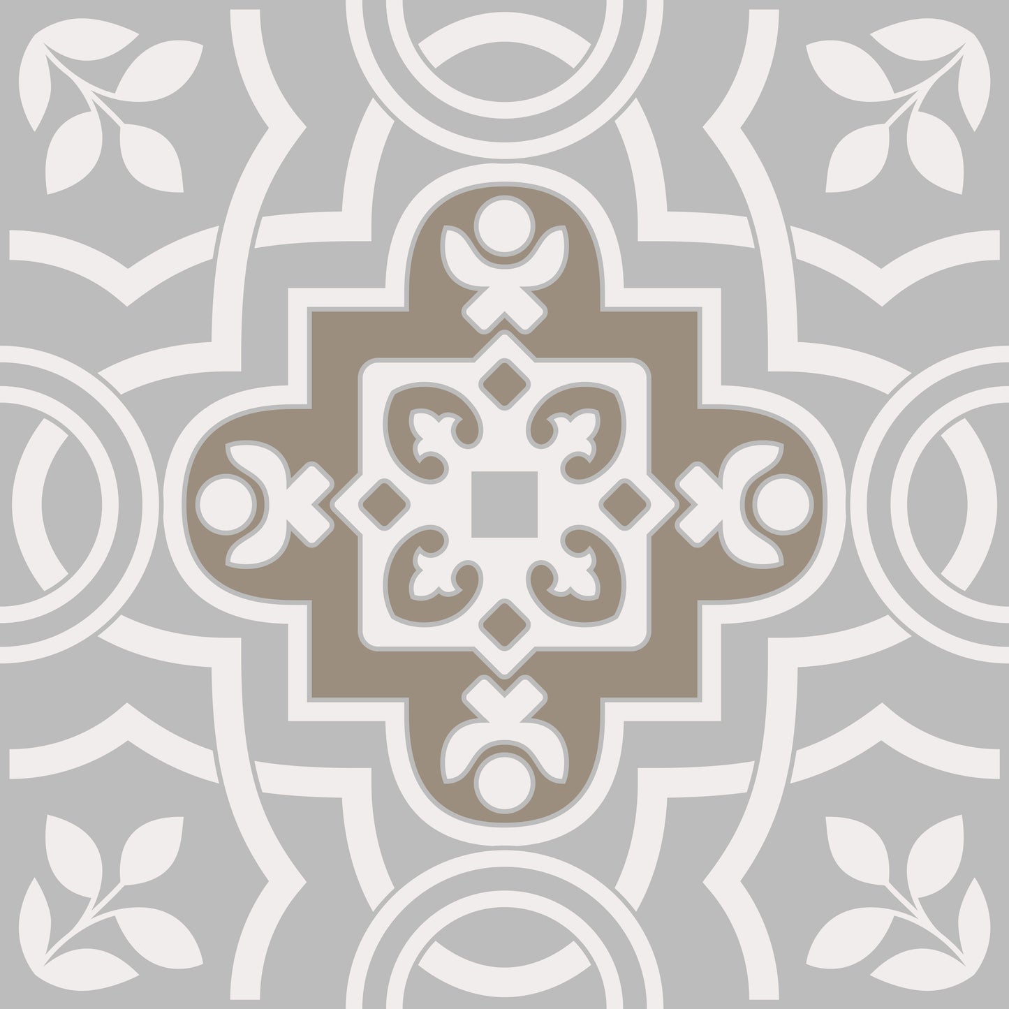 Grey Art Deco Plume Floor & Wall Tile Stickers