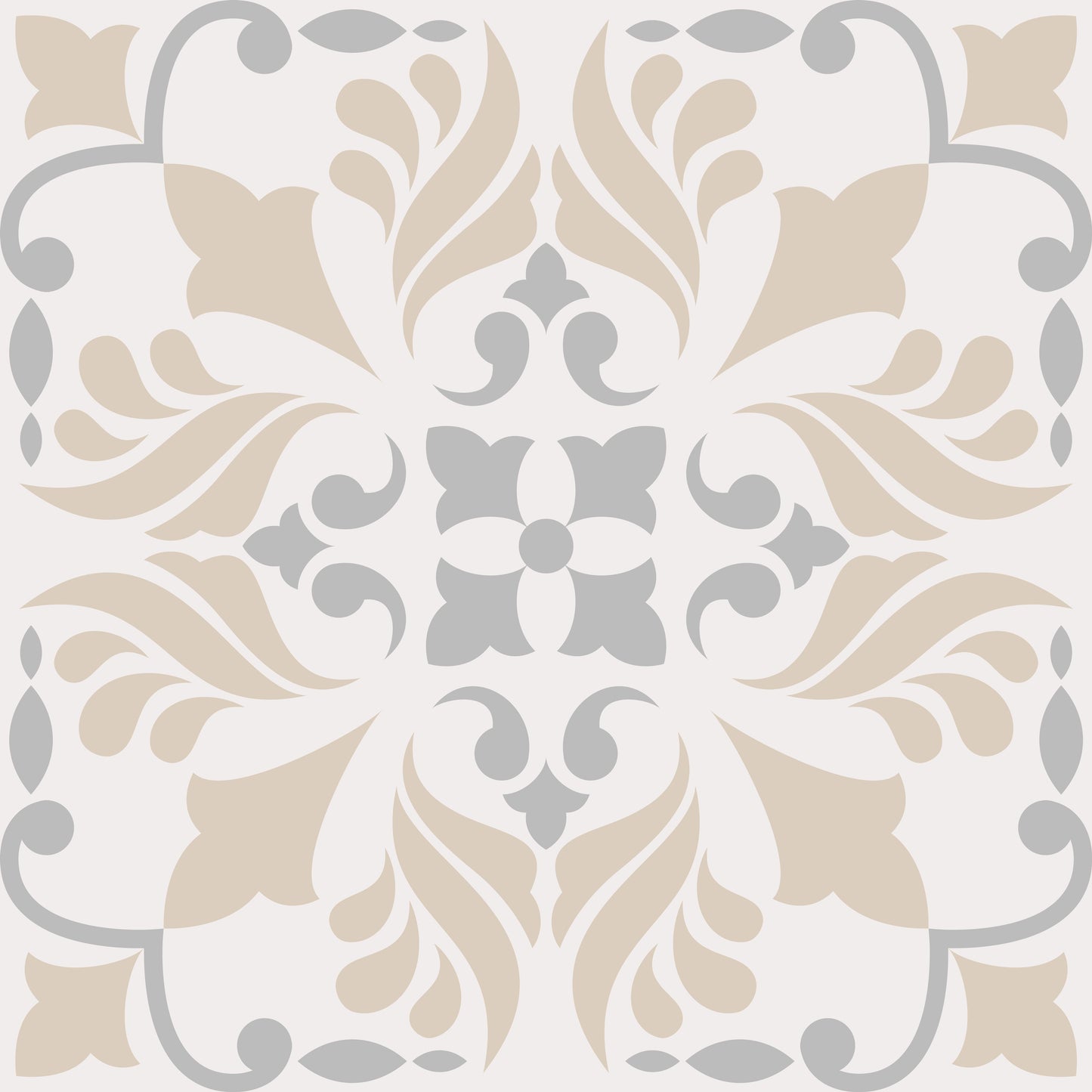 Beige Grey Damask Removable Tile Stickers