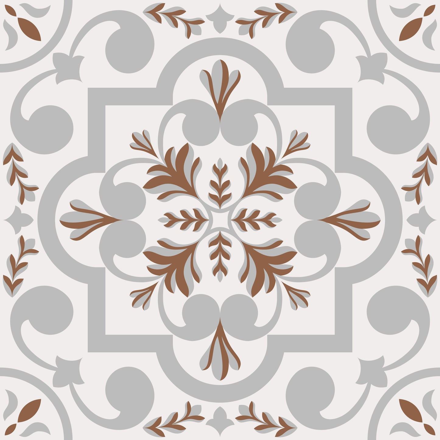 Grey Brown Geometric Floral Peel & Stick Tile Stickers