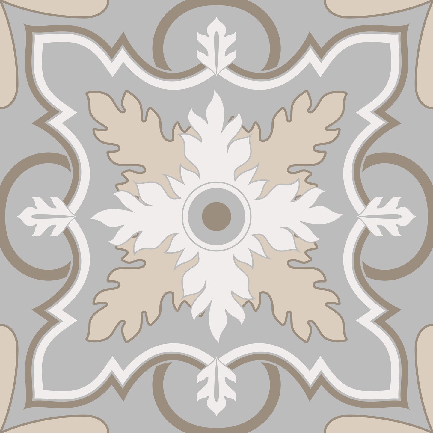 Grey Beige Flame Leaf Removable Tile Stickers