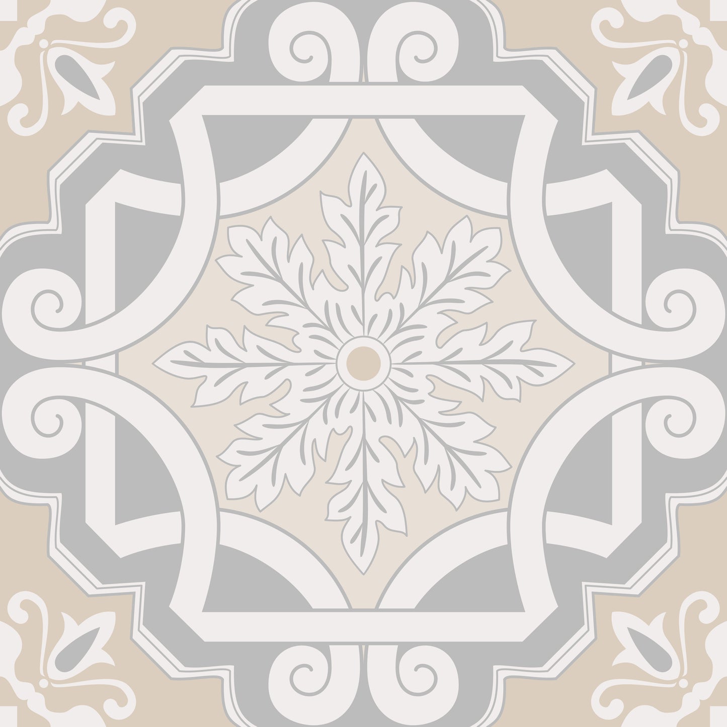 Grey Cream Linked Pattern Floor & Wall Tile Stickers