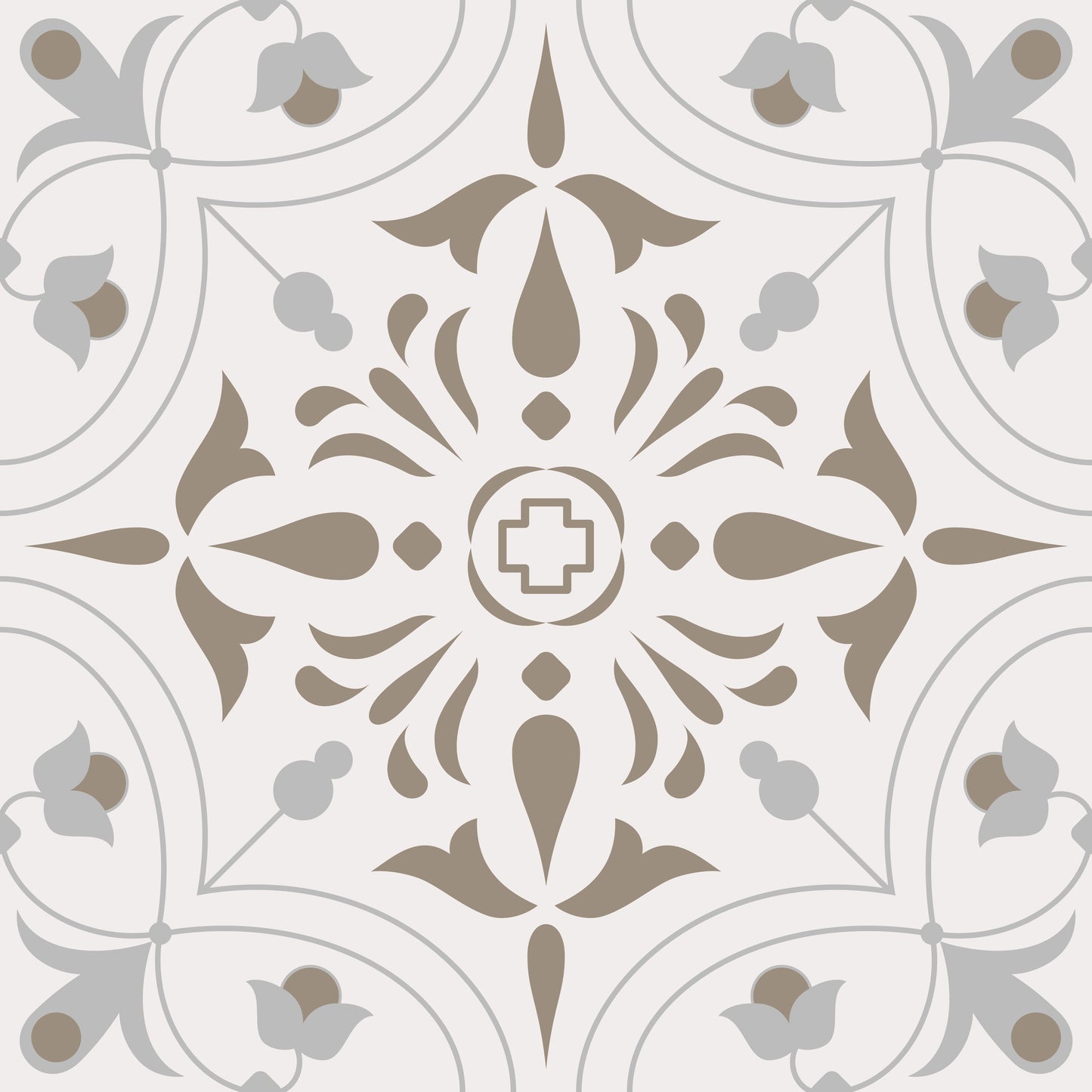 Beige Taupe Flower Bud Removable Tile Stickers