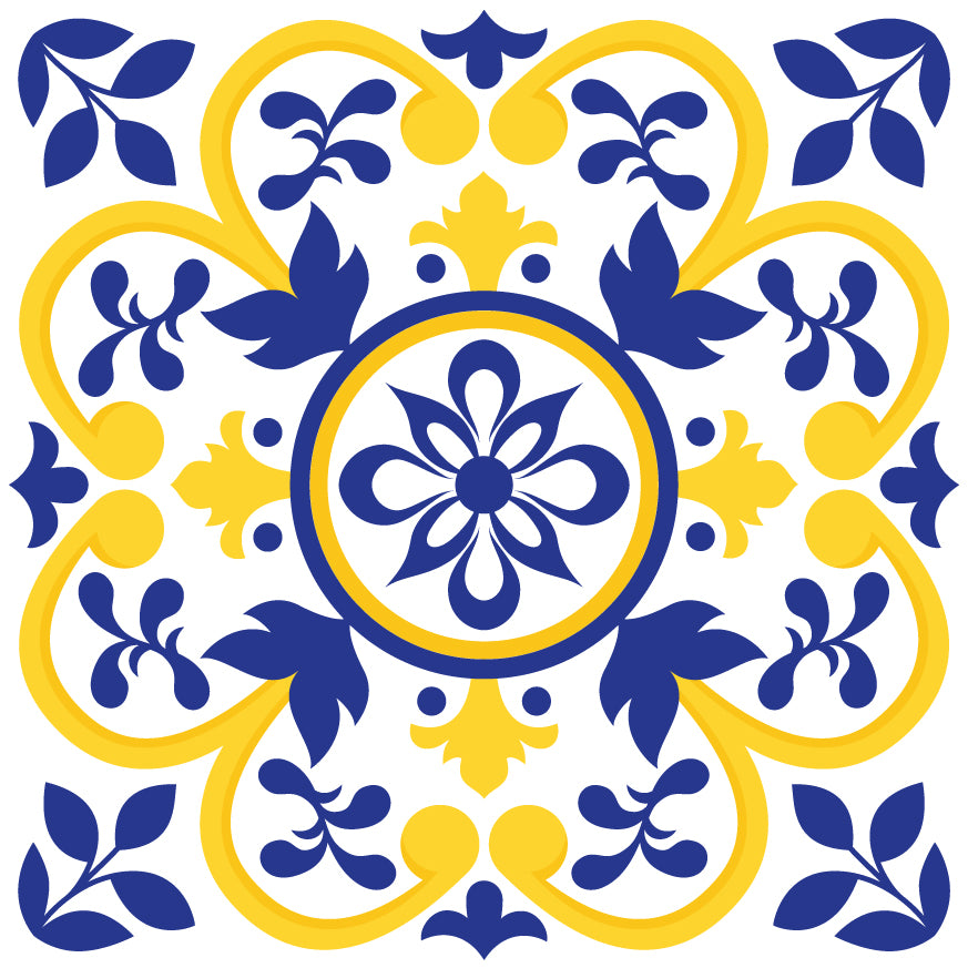 Yellow Blue Flower Peel & Stick Tile Stickers