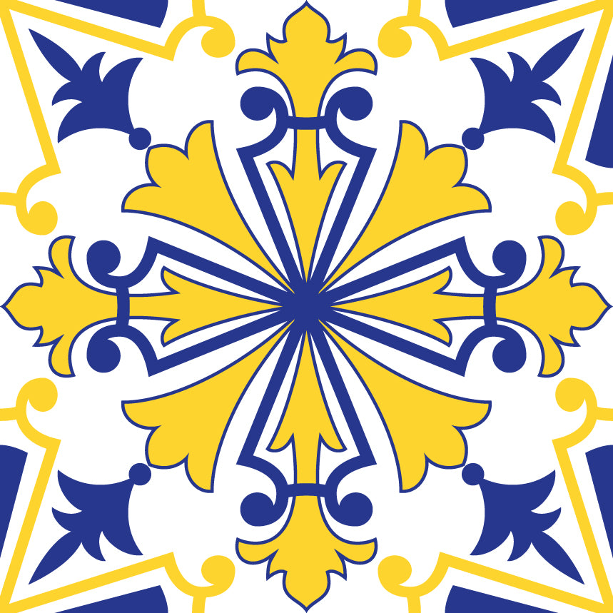 Yellow & Blue Regal Floor & Wall Tile Stickers