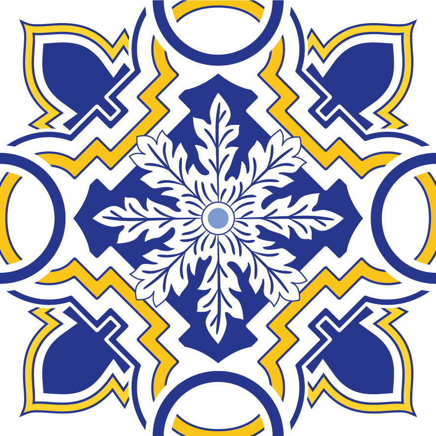 Royal Blue & Yellow Flake Deign Peel & Stick Tile Stickers