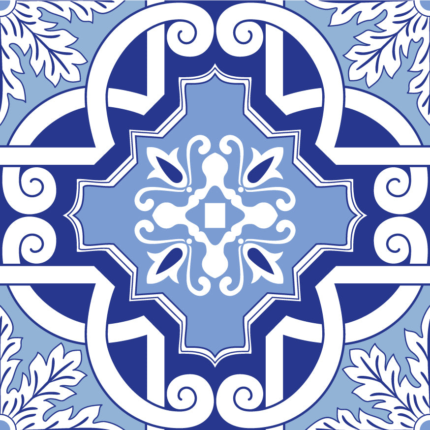 Powder Blue Fancy Deco Floor & Wall Tile Stickers