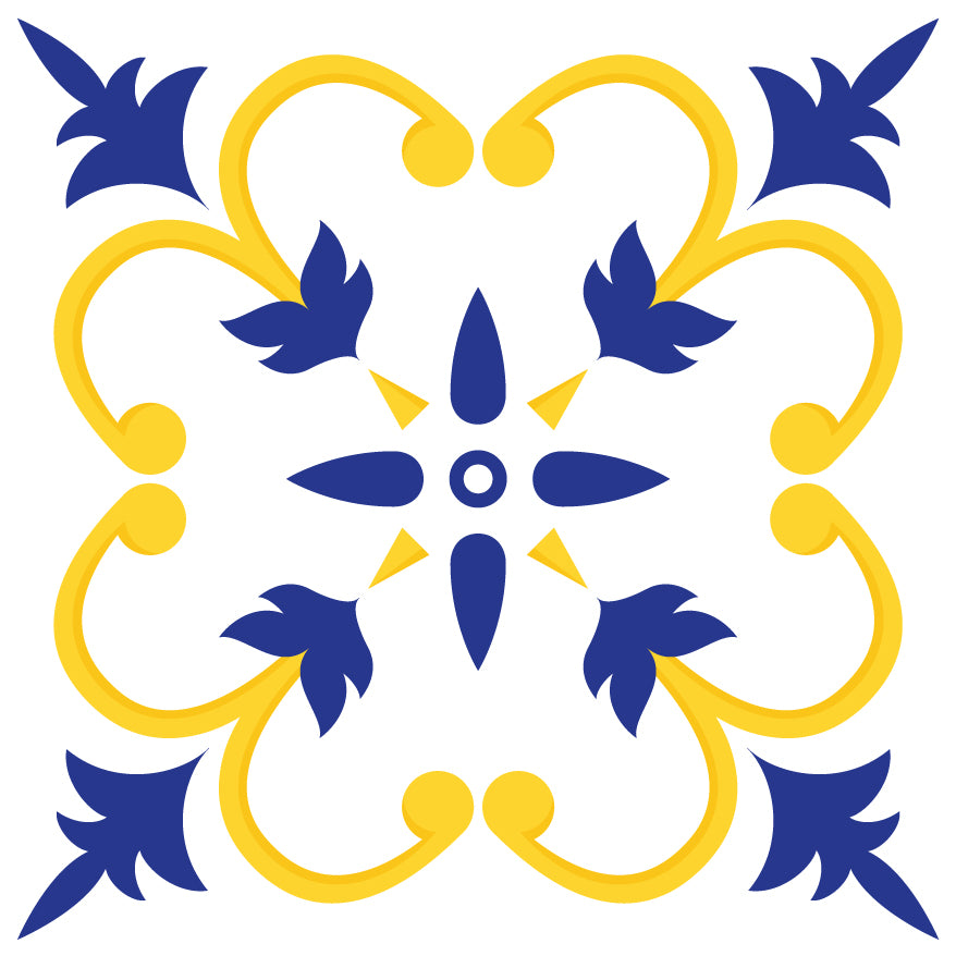 Dark Blue & Yellow Decorative Removable Tile Stickers