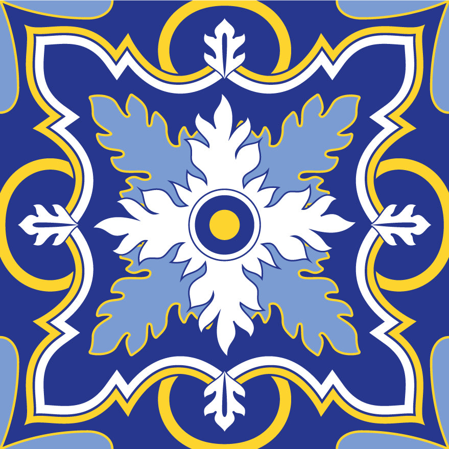 Blue Tone Fancy Decorative Peel & Stick Tile Stickers