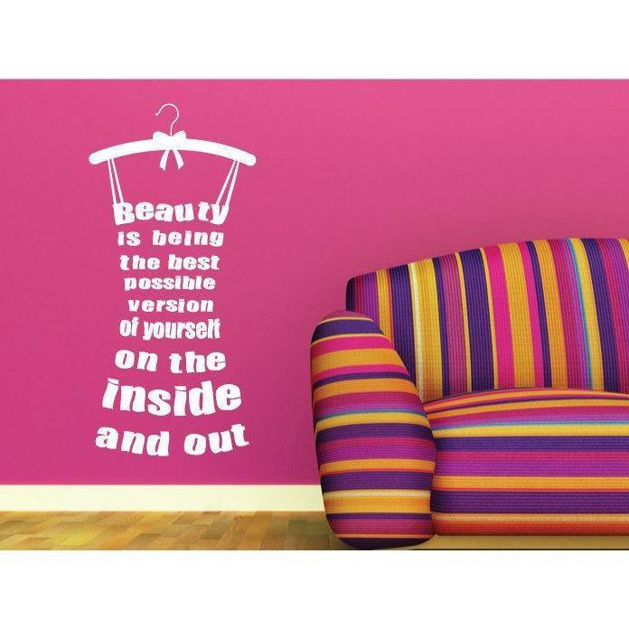 Beauty Dress Wall Sticker Quote, Motivational Decal- Vinyl Wall Art Sticker Design For Home Decor UK. Mural, Wallpaper, Gift Christmas Gift