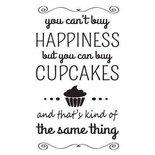 Happiness Cupcake Wall Art Sticker Quote, Vinyl Design For Home Decor Christmas Gift