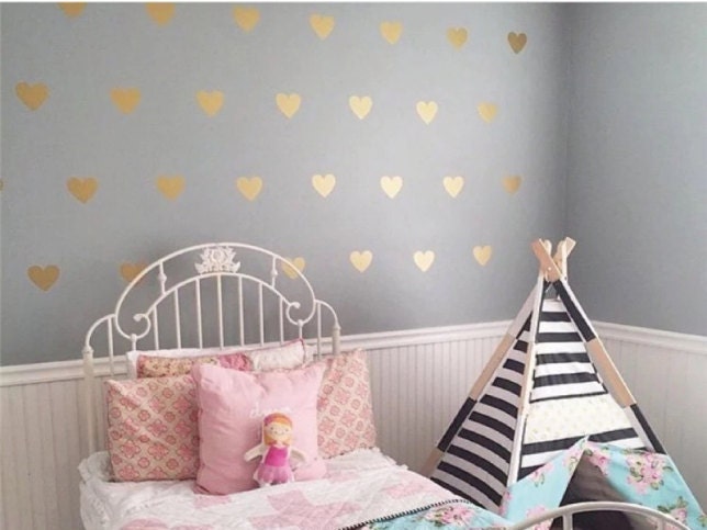 100 Gold Hearts, Heart Wall Stickers, Gold Wall Stickers, Gold Wall Decals, Gold Wall Art, Heart Decals, Heart Stickers, Heart Decor, Home