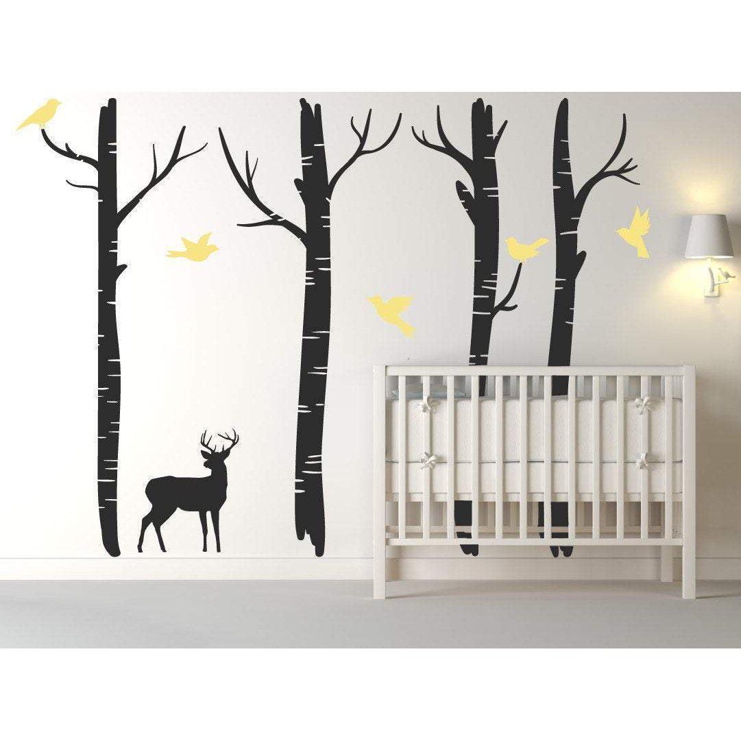 Large Nursery Tree Wall Decals With Deer & Birds/Tree Wall Art Decal/Stickers For Children - Home Decor Christmas Gift