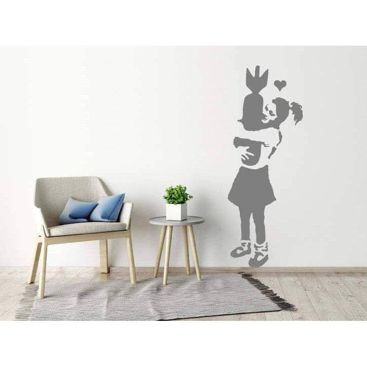 Banksy Wall Sticker - Learn To Love, Banksy Wall Art Decal, Wallpaper, Art Decor, Graffiti Christmas Gift