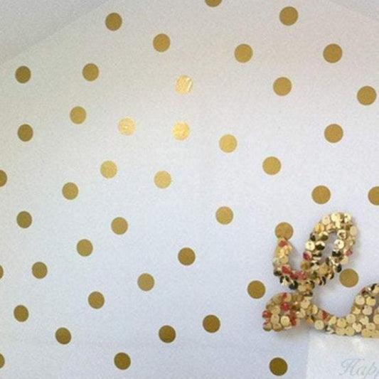 100 Gold Metallic Polka Dot Wall Decals/Wall Stickers, Decoration, Vinyl, Envelope, Car, Office, Home, Nursery Wallpaper, Matte/Gloss