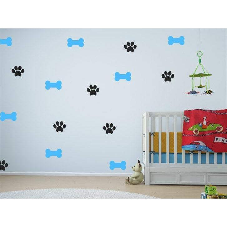 36 Dog Paw & Bone Wall Sticker Patterns, Nursery Wall Decals, Home Vinyl Wall Art Decor, Wallpaper, Animal Decals Christmas Gift
